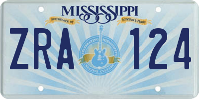 MS license plate ZRA124