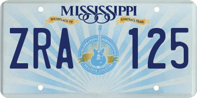 MS license plate ZRA125
