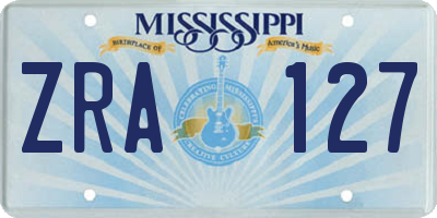 MS license plate ZRA127