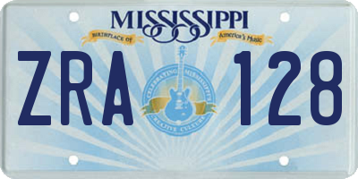 MS license plate ZRA128