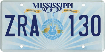 MS license plate ZRA130