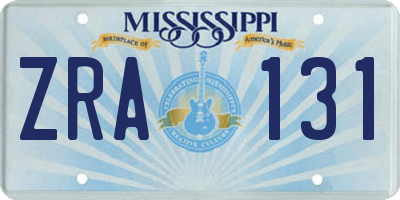 MS license plate ZRA131