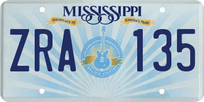 MS license plate ZRA135