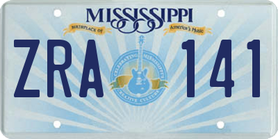 MS license plate ZRA141