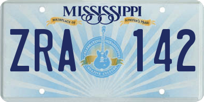MS license plate ZRA142