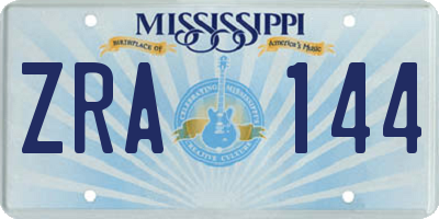 MS license plate ZRA144