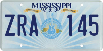MS license plate ZRA145