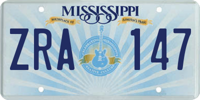 MS license plate ZRA147