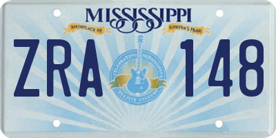 MS license plate ZRA148