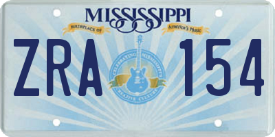 MS license plate ZRA154
