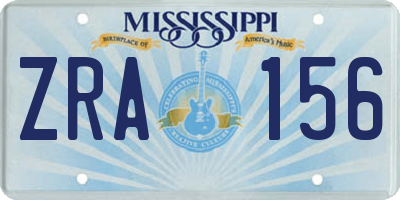 MS license plate ZRA156