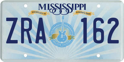 MS license plate ZRA162