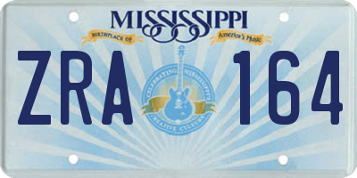 MS license plate ZRA164