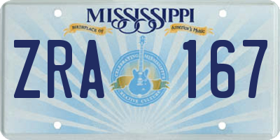 MS license plate ZRA167