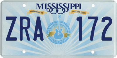 MS license plate ZRA172