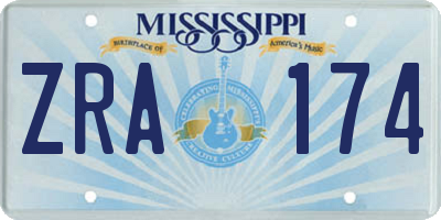 MS license plate ZRA174