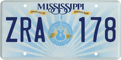 MS license plate ZRA178