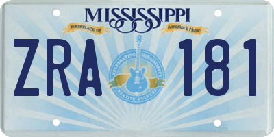 MS license plate ZRA181