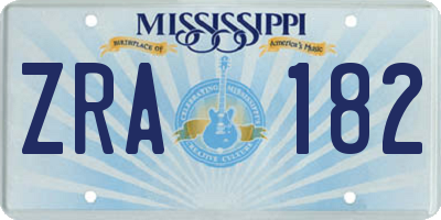 MS license plate ZRA182