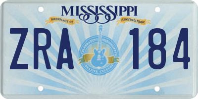 MS license plate ZRA184