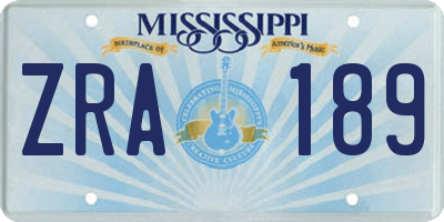 MS license plate ZRA189