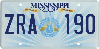 MS license plate ZRA190