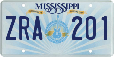 MS license plate ZRA201