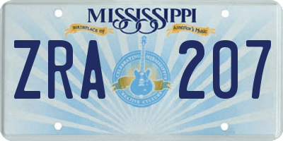 MS license plate ZRA207