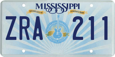 MS license plate ZRA211