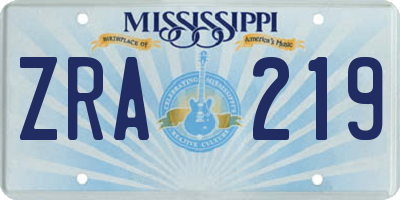 MS license plate ZRA219