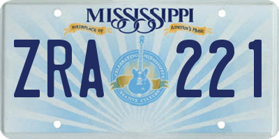MS license plate ZRA221