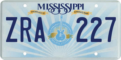 MS license plate ZRA227
