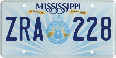 MS license plate ZRA228