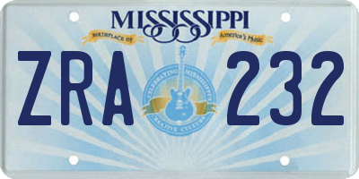 MS license plate ZRA232