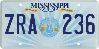 MS license plate ZRA236