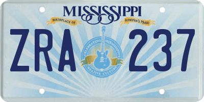 MS license plate ZRA237