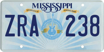 MS license plate ZRA238