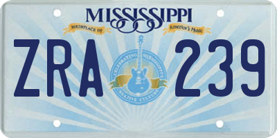 MS license plate ZRA239