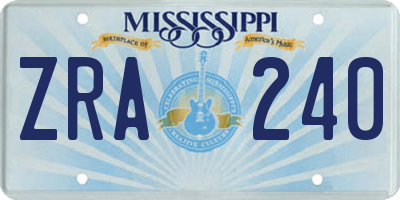 MS license plate ZRA240