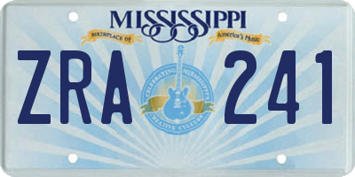MS license plate ZRA241