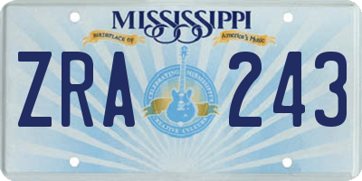 MS license plate ZRA243