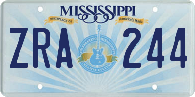 MS license plate ZRA244