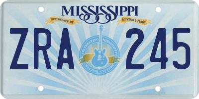 MS license plate ZRA245