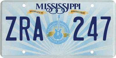 MS license plate ZRA247