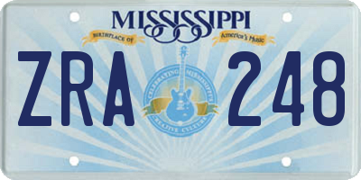 MS license plate ZRA248