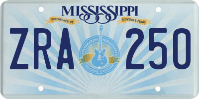 MS license plate ZRA250