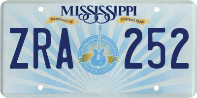 MS license plate ZRA252