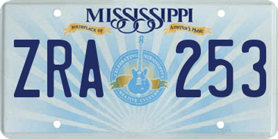MS license plate ZRA253