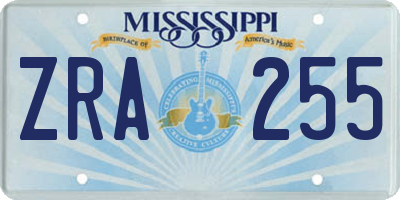 MS license plate ZRA255