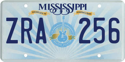 MS license plate ZRA256